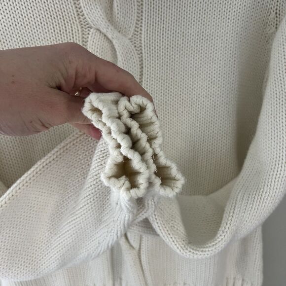 Pendleton Originals Women’s Cableknit Turtleneck Sweater Sz LG Cream 100% Cotton - Picture 5 of 11